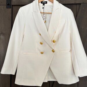New with Tags Women's Express Double Breasted White Blazer Gold Buttons